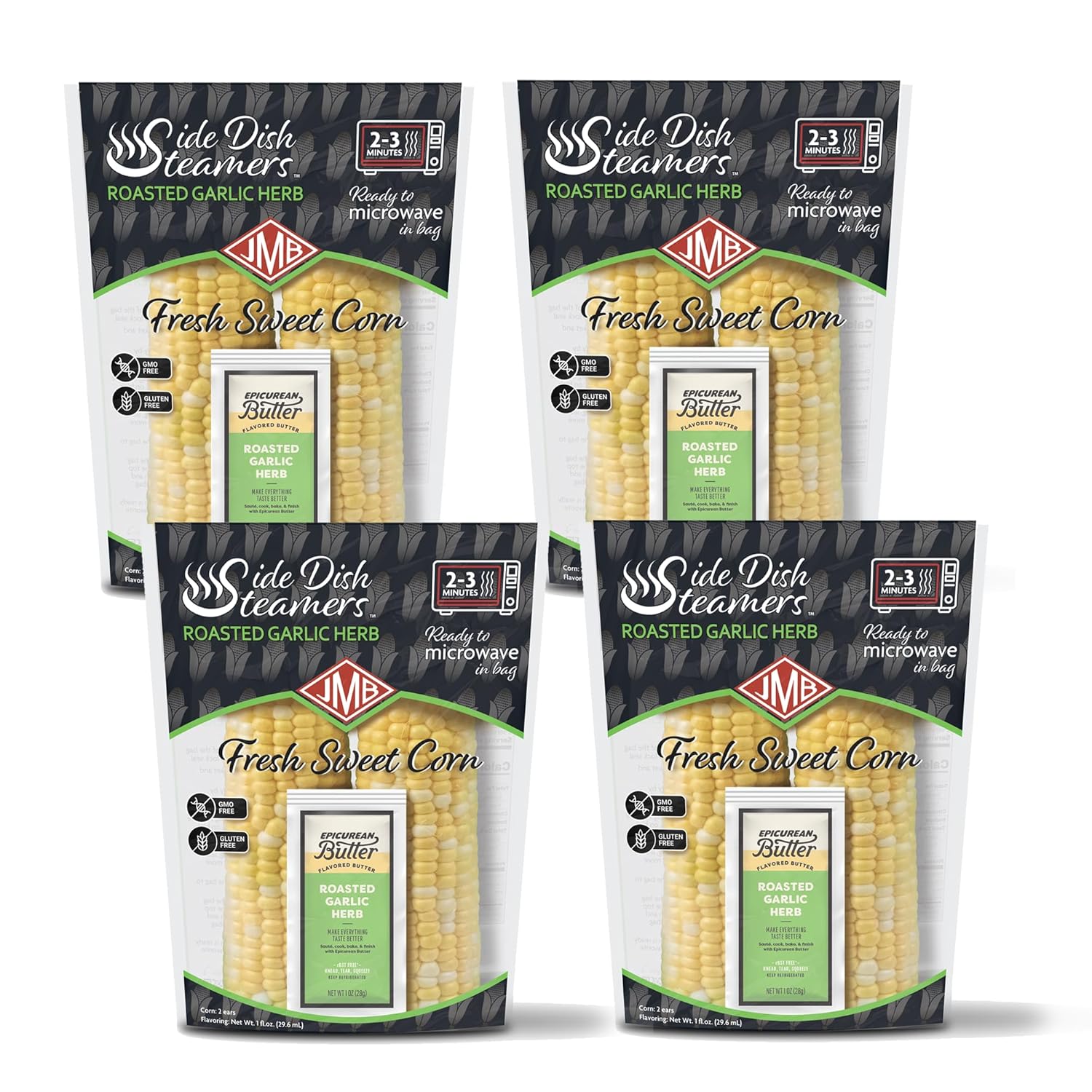 JMB Produce Side Dish Steamers - Asparagus Side Dishes - Lemon Garlic Flavor - Microwavable Fresh Vegetable Meals Ready to Eat - 4 Count