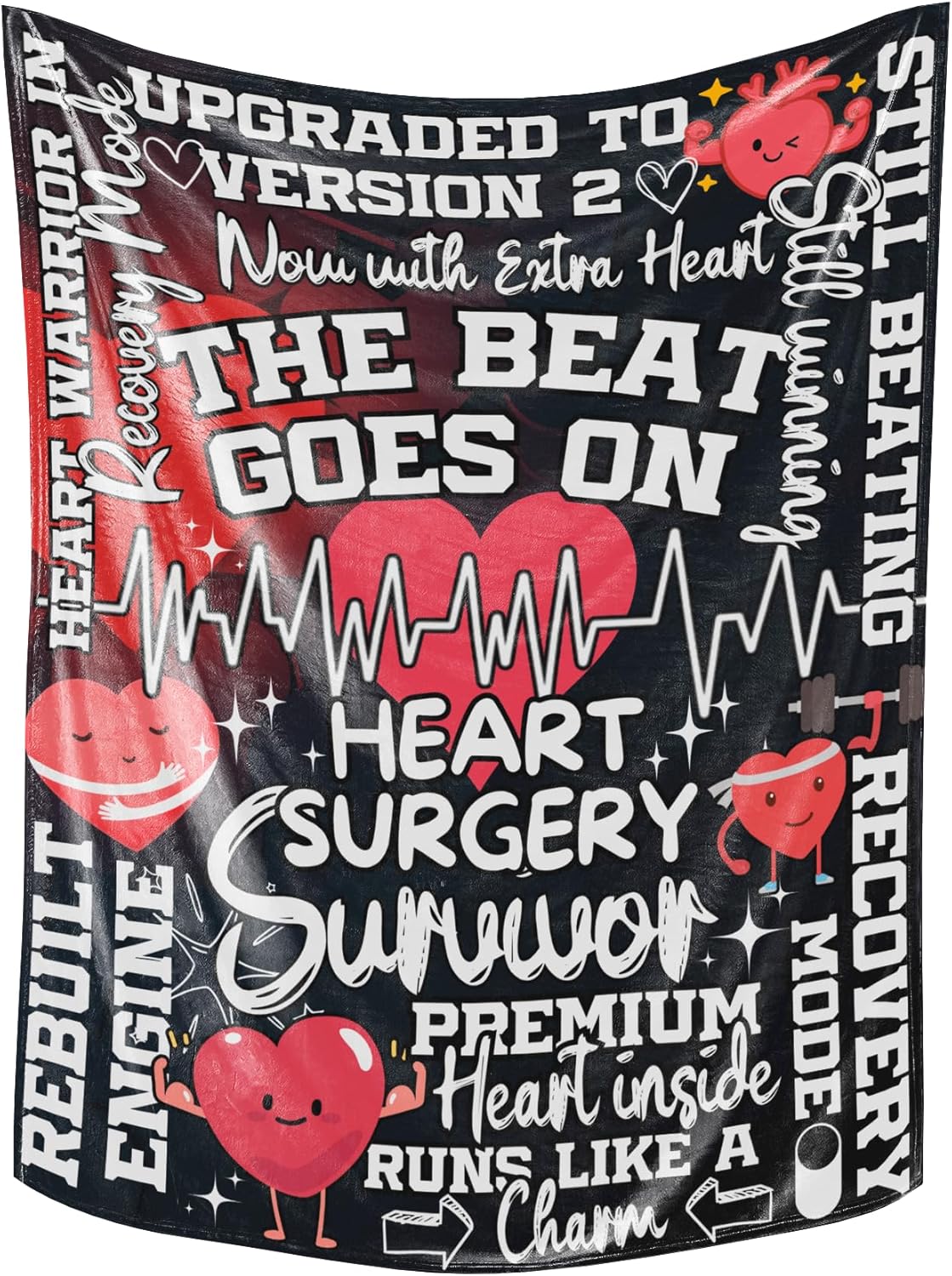 Heart Surgery Recovery Gifts for Men Women, Open Heart Surgery Gifts Item Soft Flannel Blanket, 65 x 50 inches