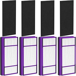 4-Pack AER1 Replacement Filter Compatible with Holmes AER1 Purifiers, Part # HAPF30AT, HAPF300AH-U4R, HAP242-NUC, 4×Filters+4×Carbon Pre-Filters