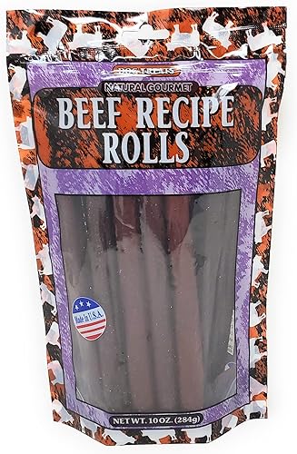 Rollos de receta de carne natural gourmet para perros, hecho en Estados Unidos, peso neto de 10 onzas (10.02 oz), paquete de 1