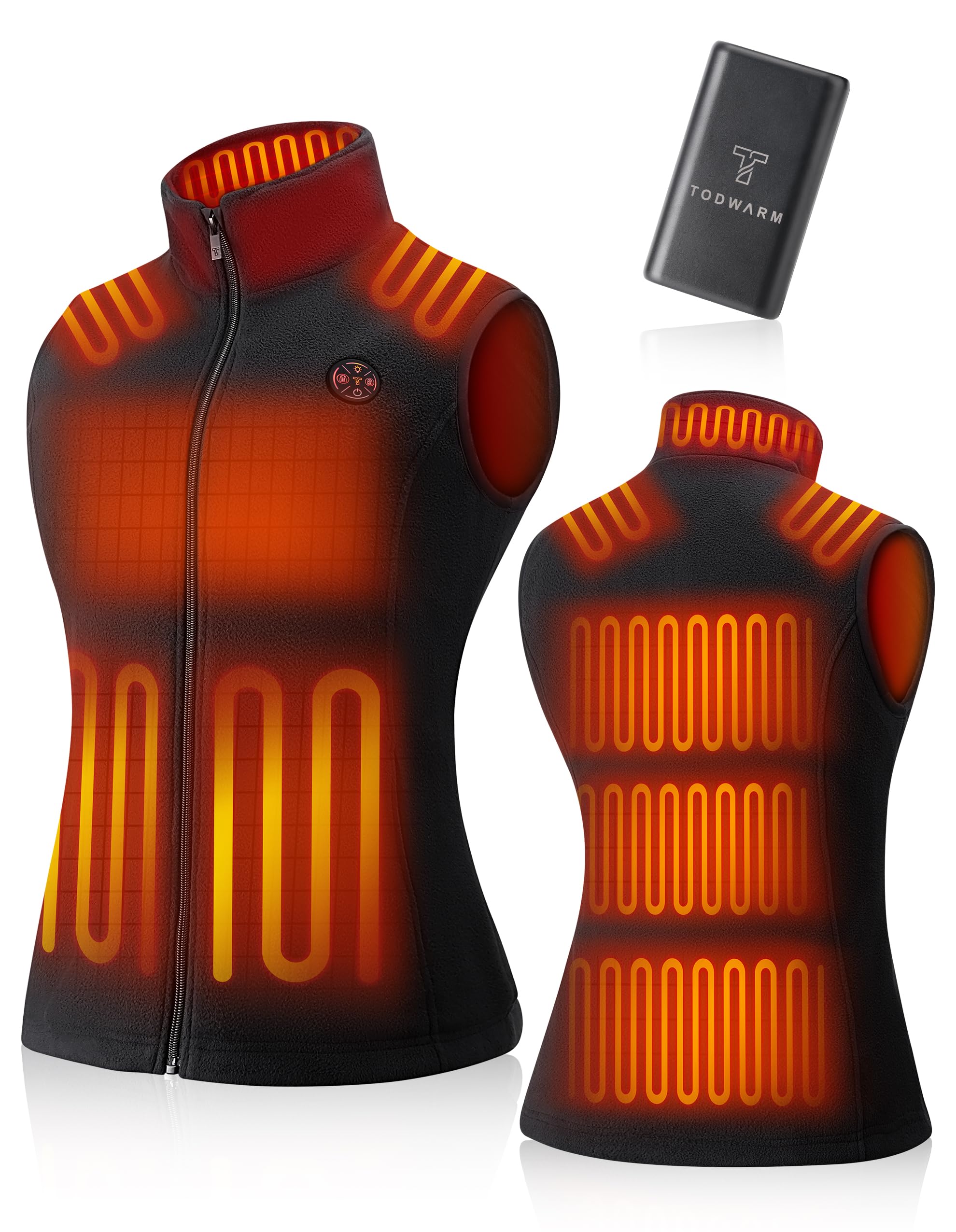 Gilet Riscaldato Donna Fleece con Powerbank, 15 Zone di Riscaldamento, Fleece, Leggera e Traspirante, per Campeggio