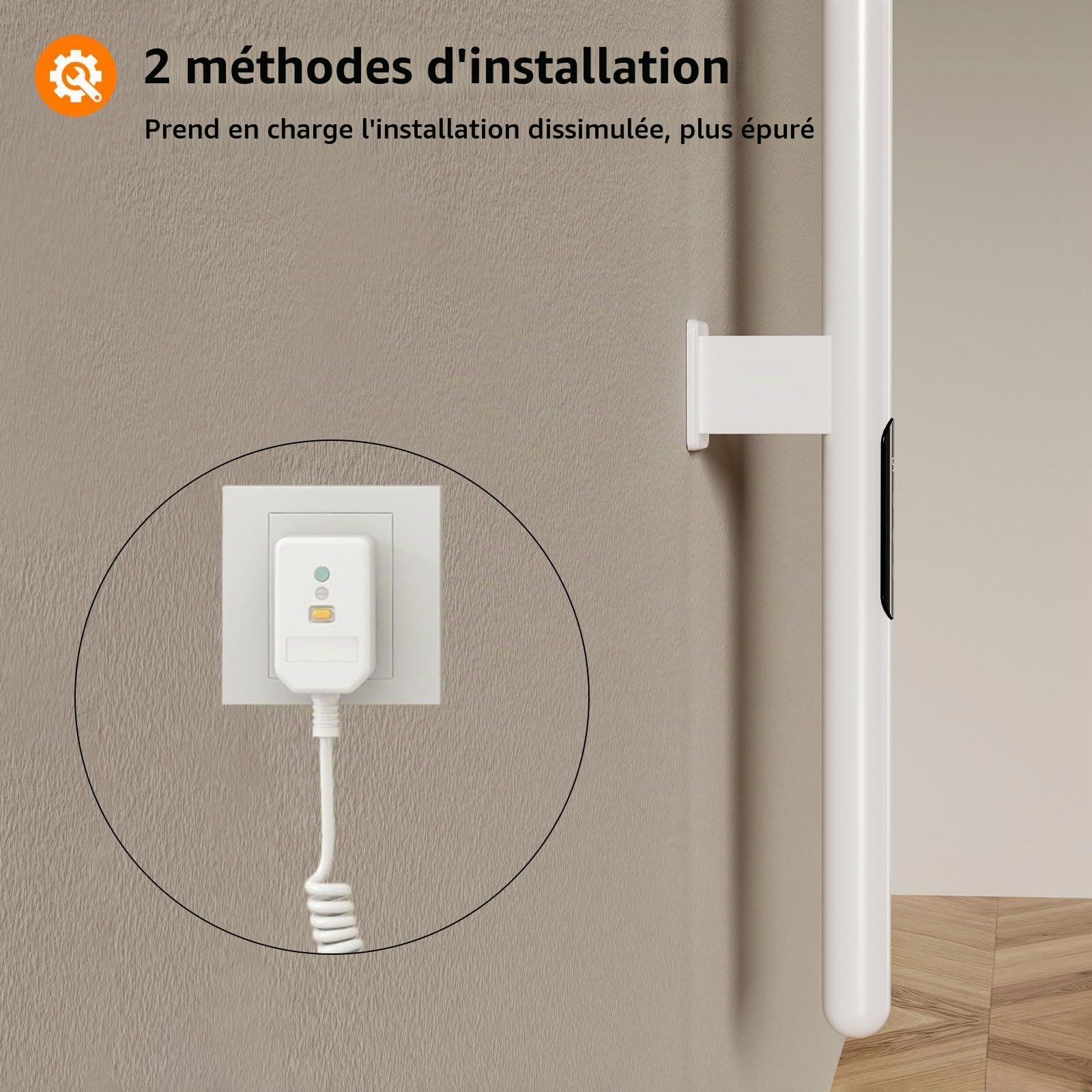 Seche Serviette Electrique, Porte-serviettes électrique à tige unique, Serviette Murale Intelligent à Température Constante, Chauffe-serviettes,Sèche Serviettes Électrique,économie d'énergie-White