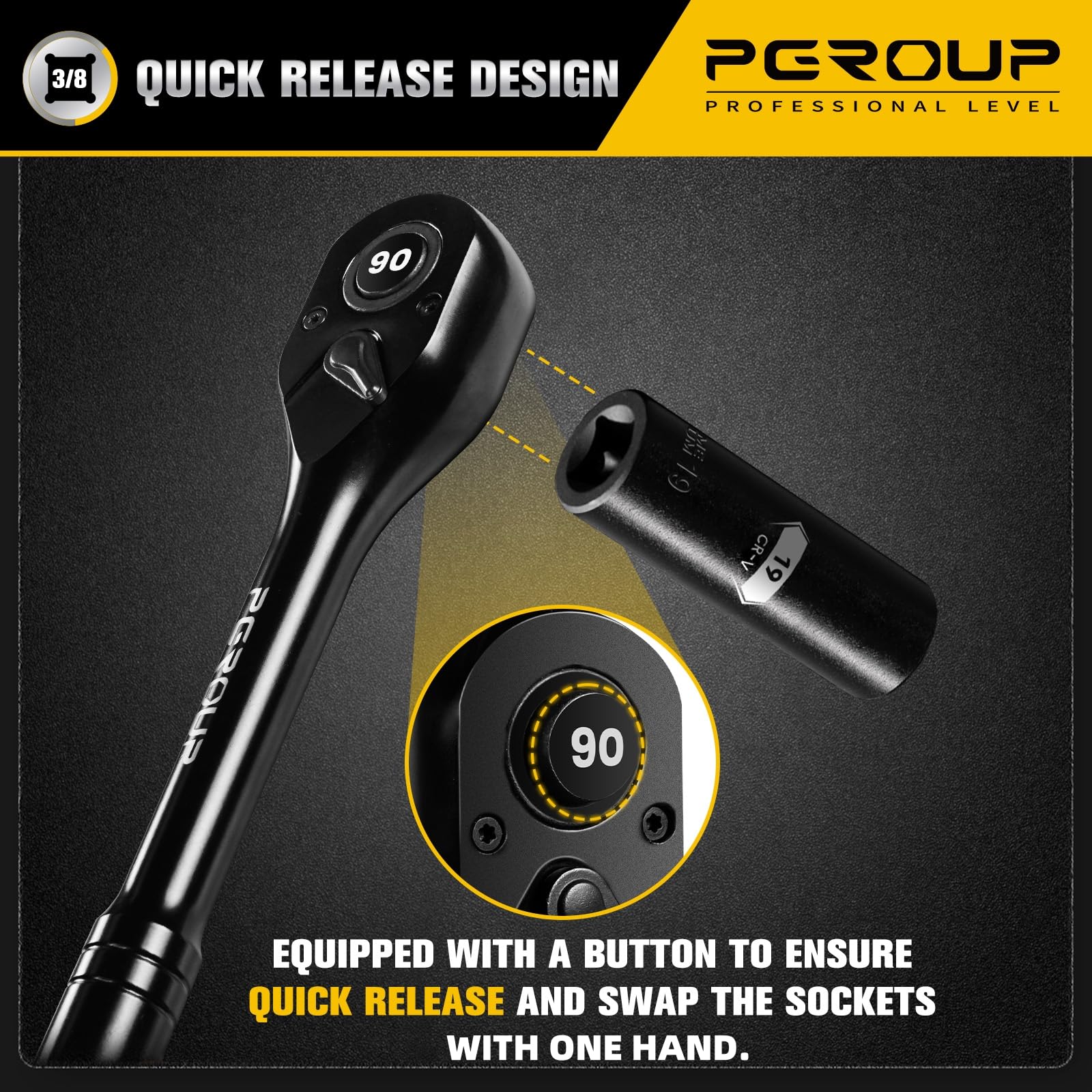 3/8" Drive Ratchet - Quick Release & Chrome -4