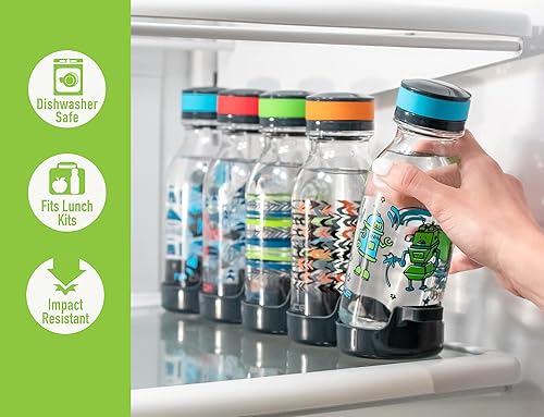 Miniatura 8 de REDUCE WaterWeek - Botellas de agua reutilizables Tritan de 14 onzas, incluye 5 botellas a prueba de fugas y bandeja para refrigerador, sin BPA y