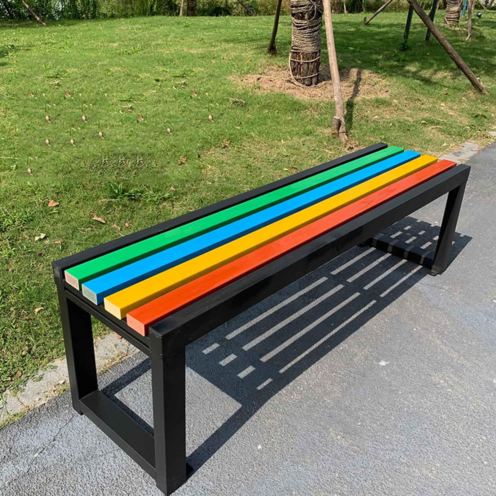 Banc de porche extérieur noir en métal 150 cm pour patio