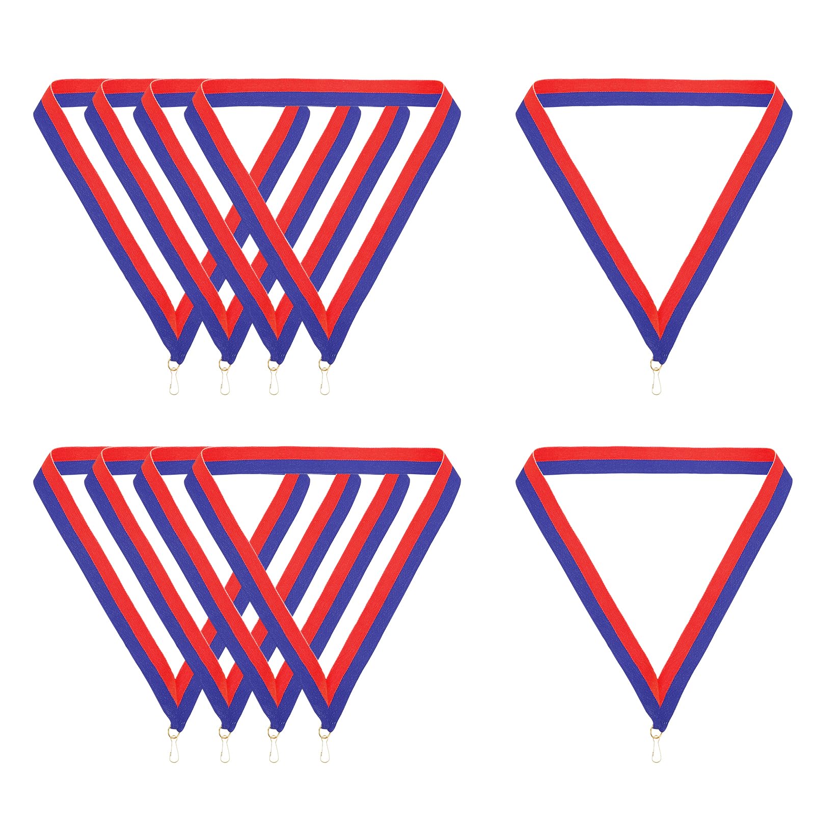 PATIKIL Award Neck Ribbons with Snap Clips, 10 Pcs Polyester Striped Medal Lanyards Ribbon for Competitions Sports Meetings Sports Party, Blue Red