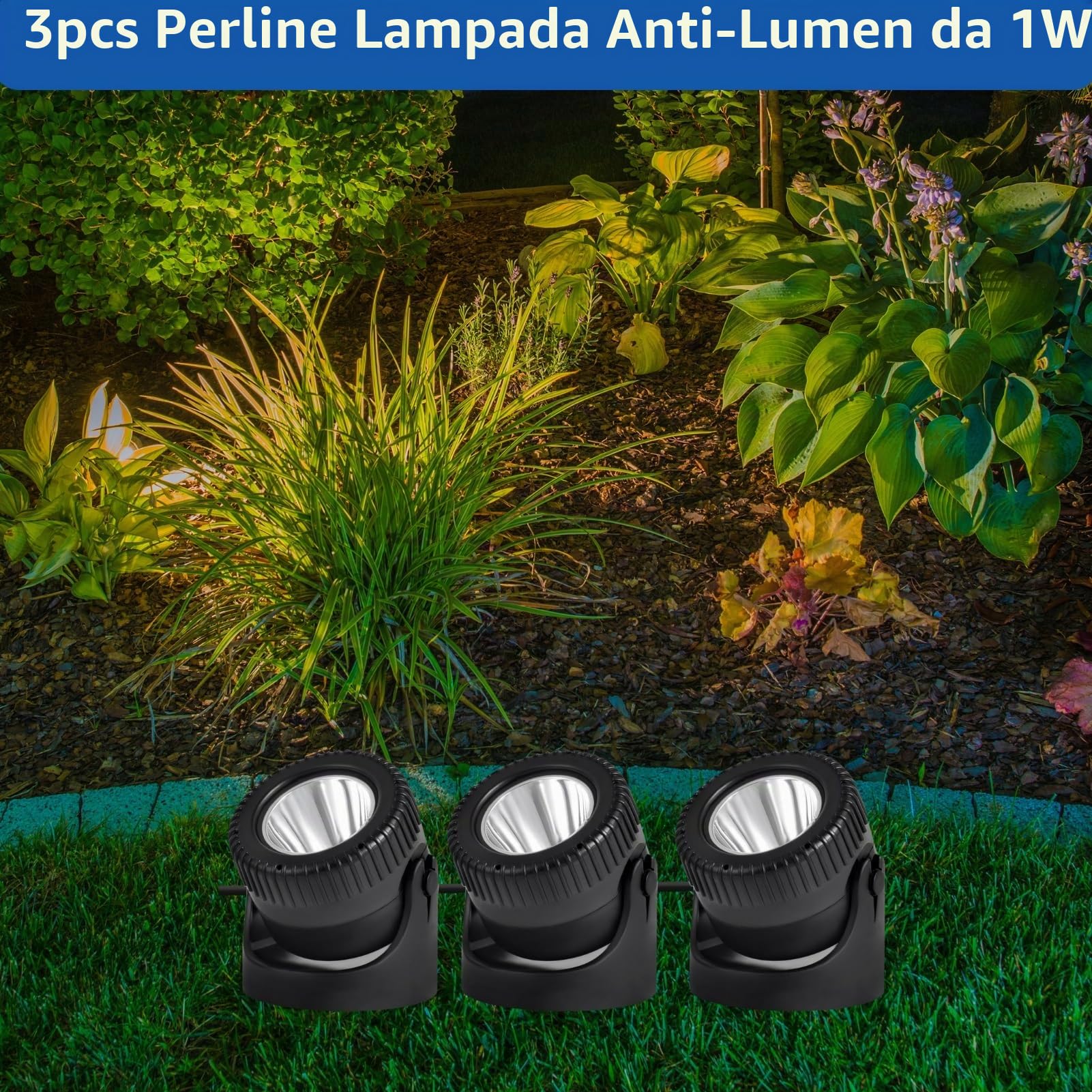 Jadeshay Luce Piscina Pannello Solare Policristallino 6V/2W Laghetto da Giardino Esterno con 1W 3 Lampade Faretto Paesaggistico Impermeabile per Laghetto da Giardino