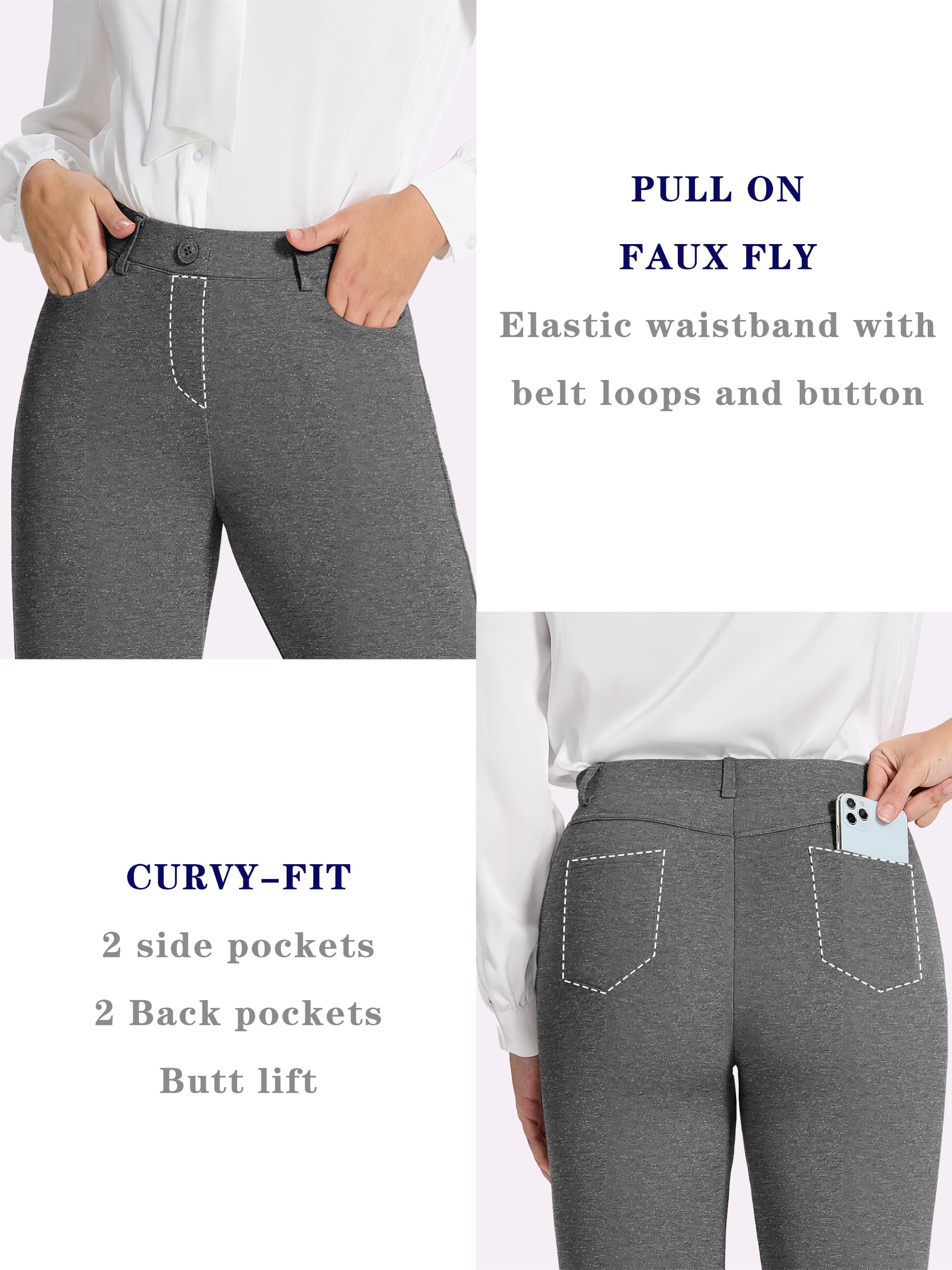Tapata Donna 71cm/76cm/81cm/86cm Pantaloni Dritti Elasticizzati con Tasche, Tall/Regolare/Pettie per Ufficio Affari Casual