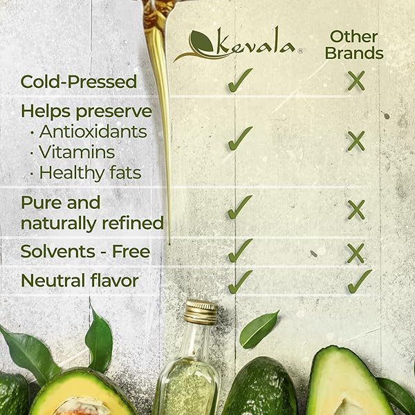 Kevala Avocado Oil – Cold Pressed | Neutral Flavour for High Heat Cooking & Skincare | Multipurpose Vegan Oil | Non‑GMO Project Verified & Kosher Certified | 1.89 L / 64 Fl Oz - 3