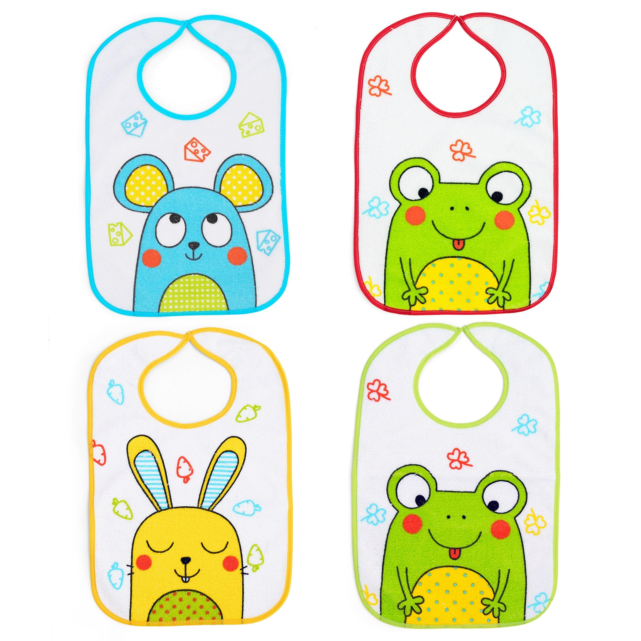 Ti TIN - Conjunto de 4 Babero Impermeable, modelos surtidos | Pack 4 baberos impermeables | baberos guarderia 1 año