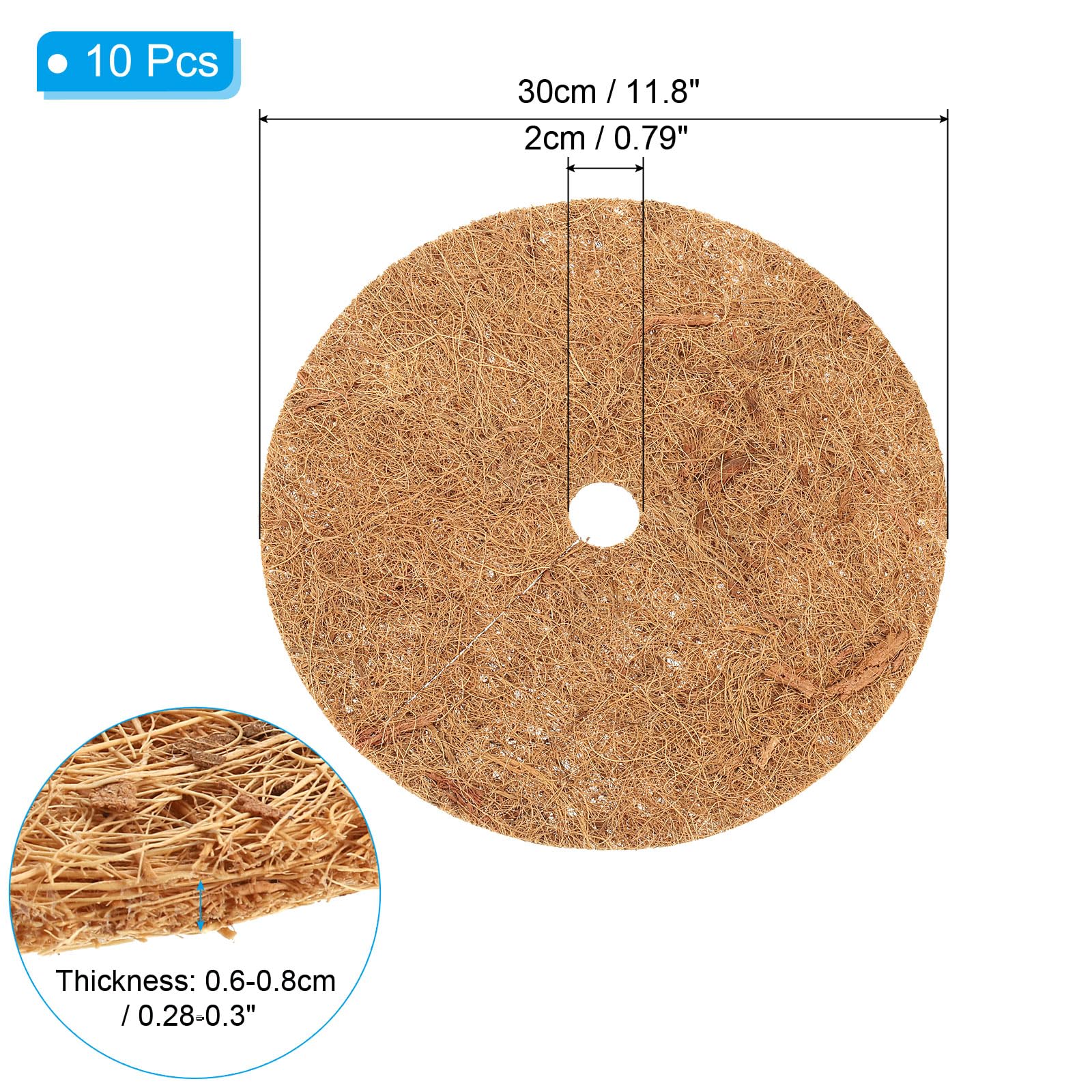 PATIKIL 12 Inch Coconut Fibers Mulch Ring, 10Pcs Coco Coir Tree Protector Mats Tree Disc Plant Cover Protection for Garden Landscaping - Image 2