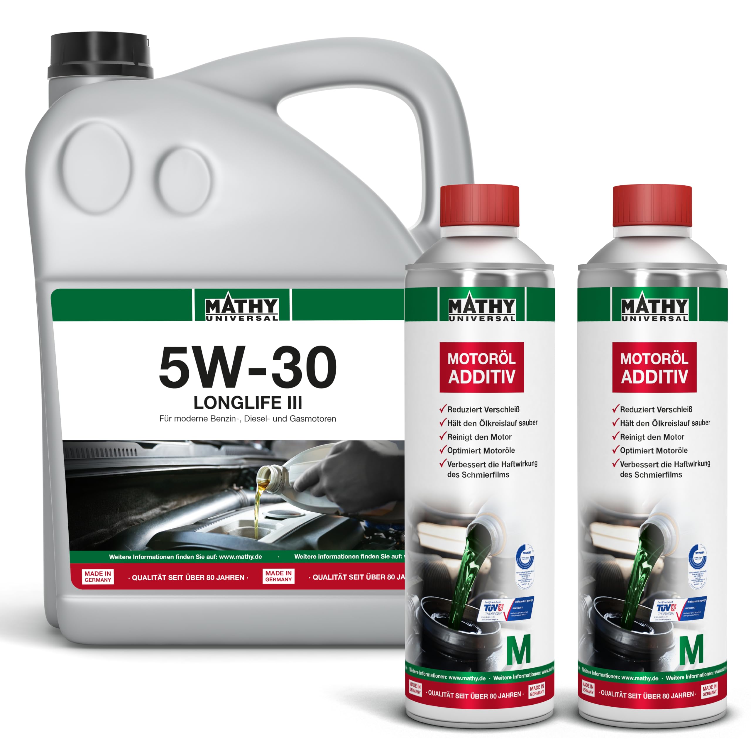 MATHY Ölwechsel-Set SAE 5W-30 Longlife III, Motoröl M Additiv