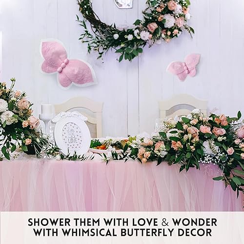 Miniatura 9 de Rainbows & Lilies Paquete de decoraciones de flores de papel para pared y decoración de mariposas, ideal para decoración de guardería, despedida de