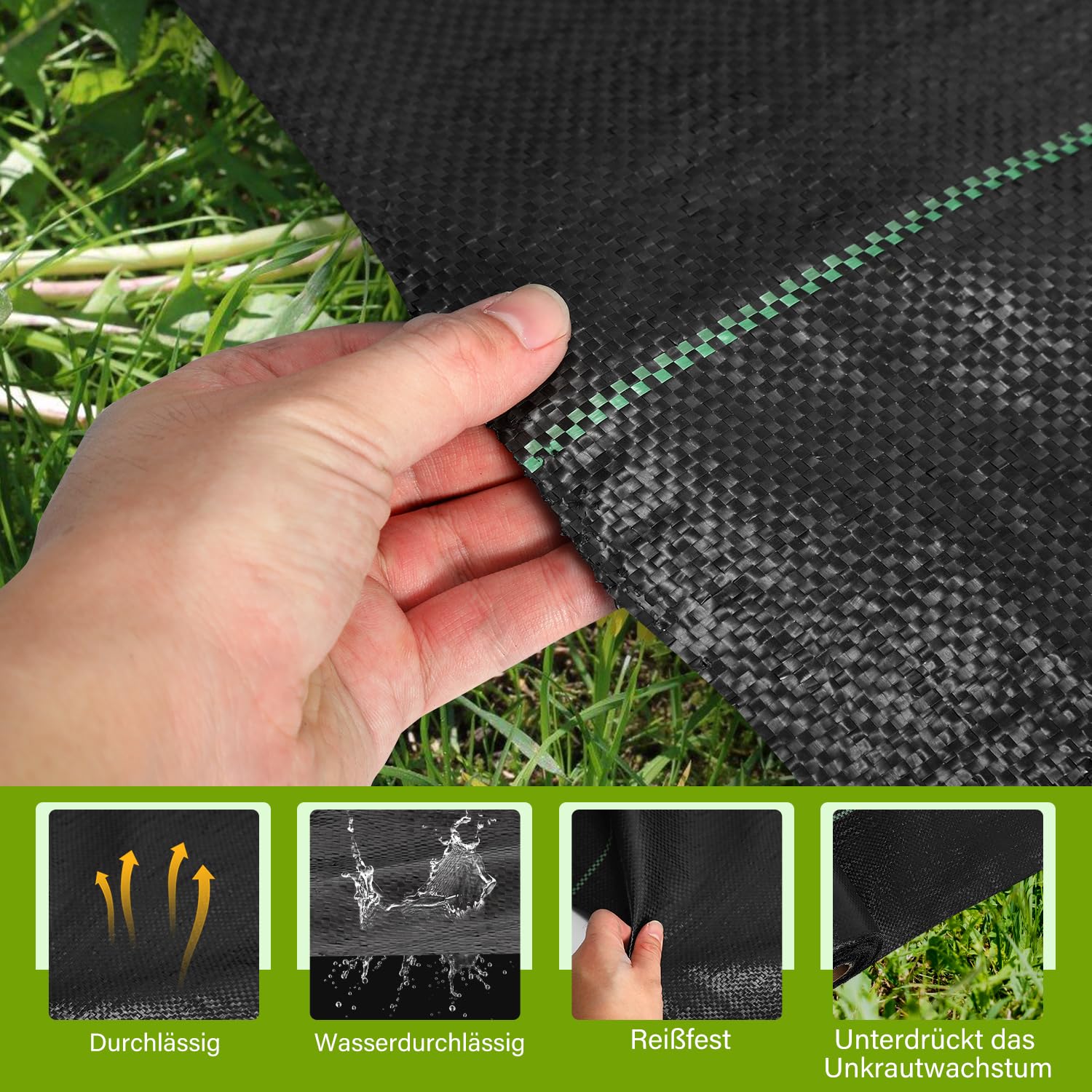 2er Unkrautvlies 100g/m² Gartenvlies,100 * 10000cm, Bodengewebe Wasserdurchlässig,Unkrautfolie Reißfest und UV-Stabilisierung,für Garten