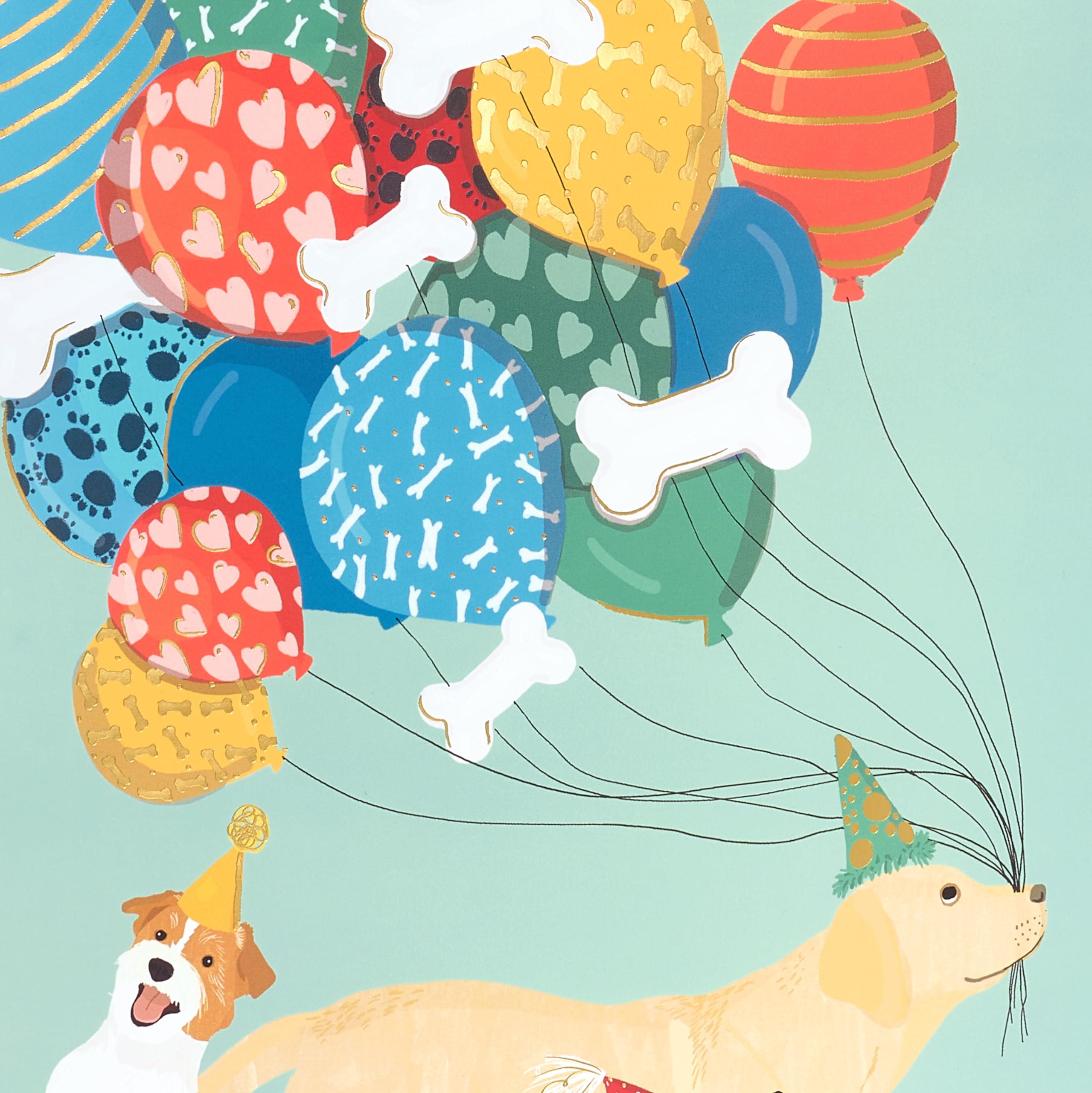 Papyrus 13" Large Gift Bag (Dogs with Balloons) for Birthdays and All Occasions (1 Bag)