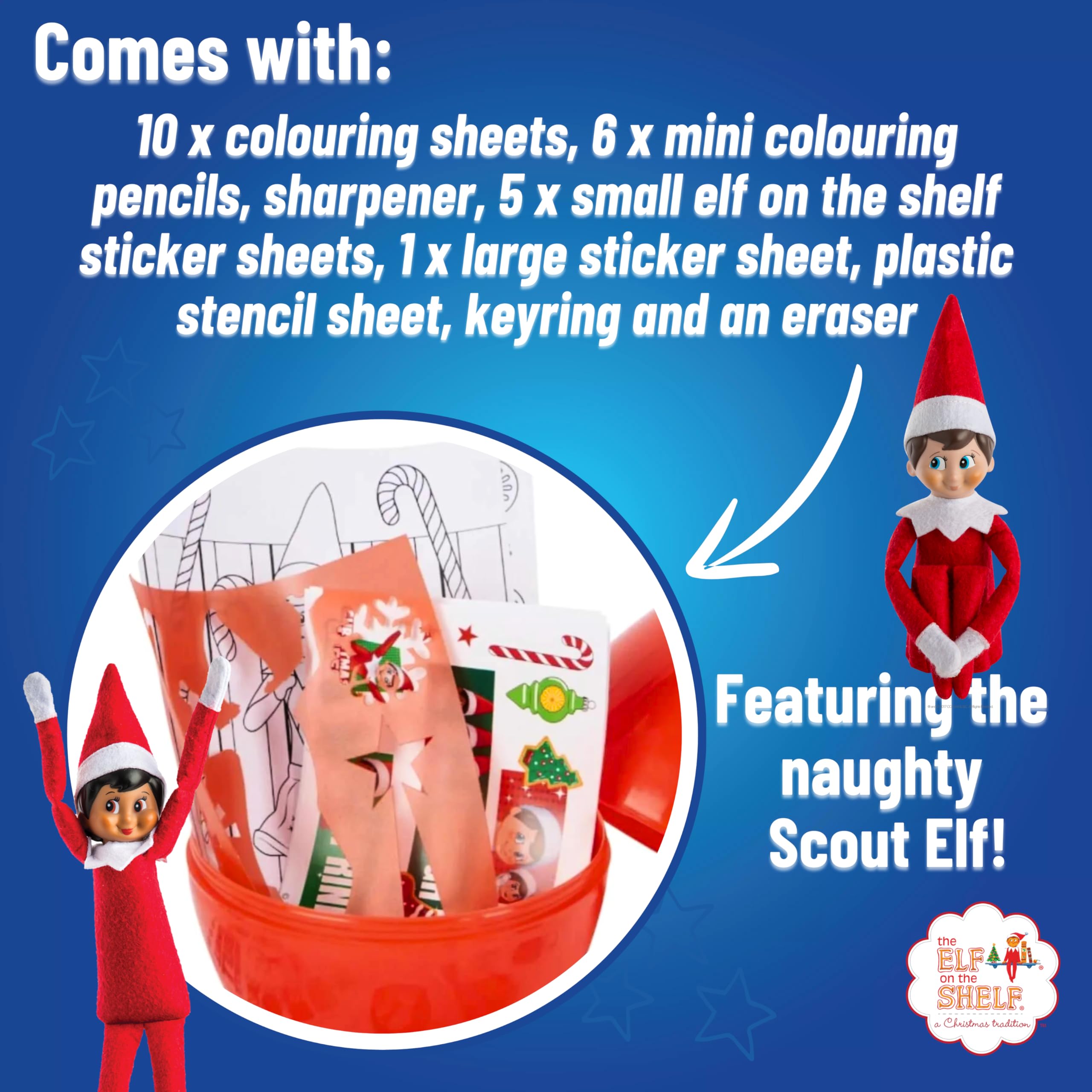 Elf On The Shelf U0152uf D'activités XXL Avec Feuilles De Coloriage,  Crayons, Autocollants Et Plus Encore - Amusement Créatif Pour Les Enfants à  Partir De 3 Ans Pour Des Heures D'imagination Et, image size:2560x2560