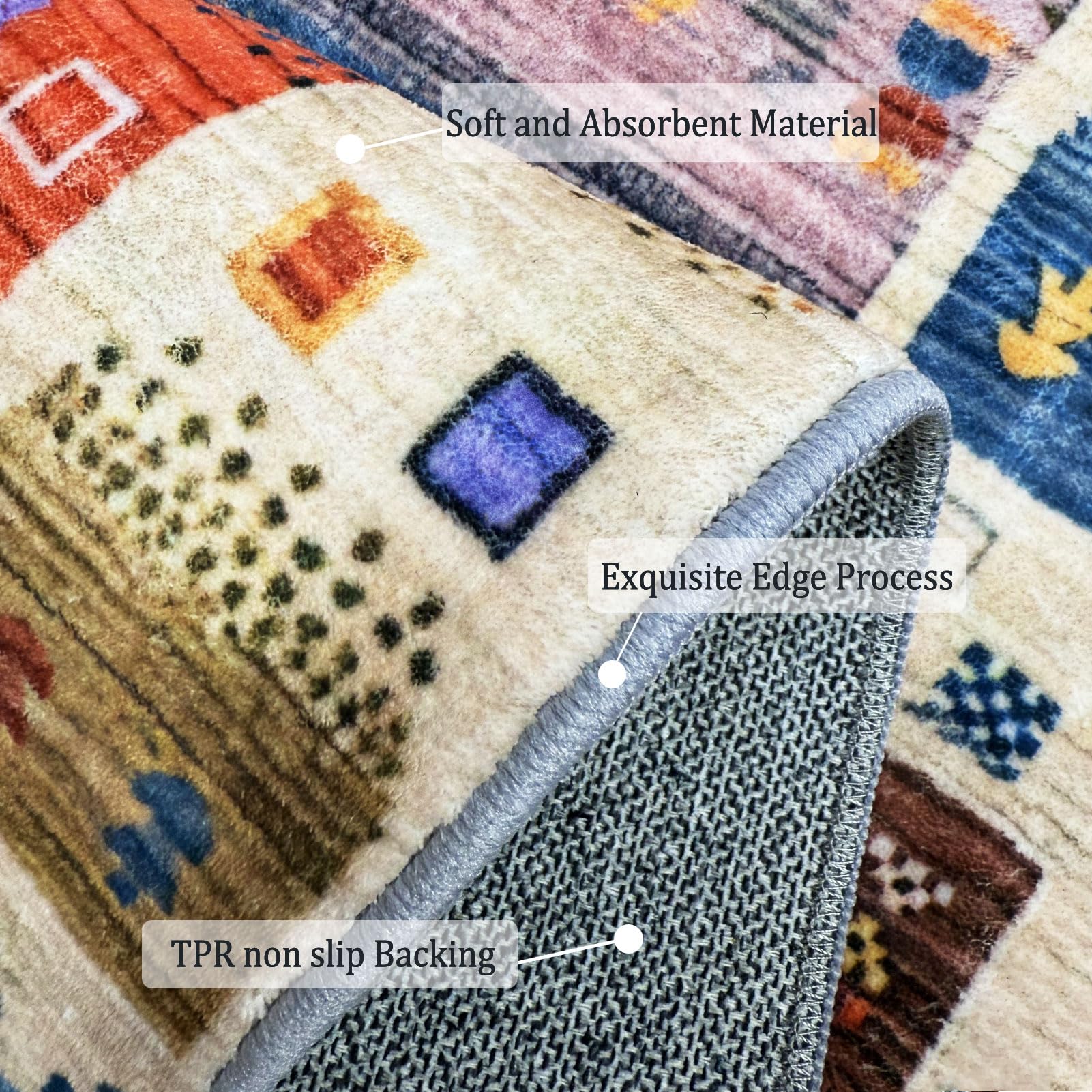 YUEAENK Loper vloerkleed voor de gang, 40 x 60 cm, antislip onderkant, lange en brede tapijten, machinewasbaar, keukentapijt, entree, hal, trap, tapijtlopers voor ingang, wasruimte, slaapkamer