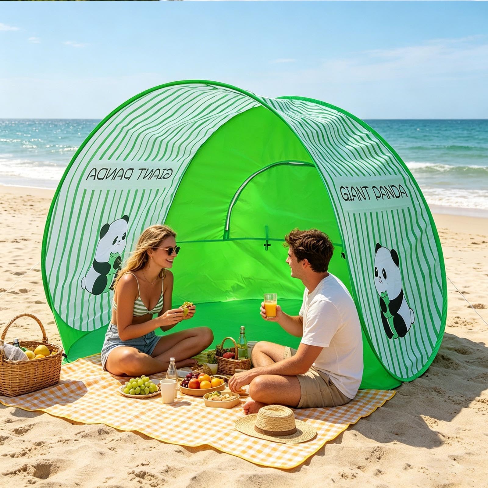 Generisch Beach Tent Sun Shelter Einfacher Aufbau Tragbarer Sonnenschutz | Strandüberdachung als Sonnensegel für Camping, Outdoor, Picknick, Pool, Reisen, Sport und Hund