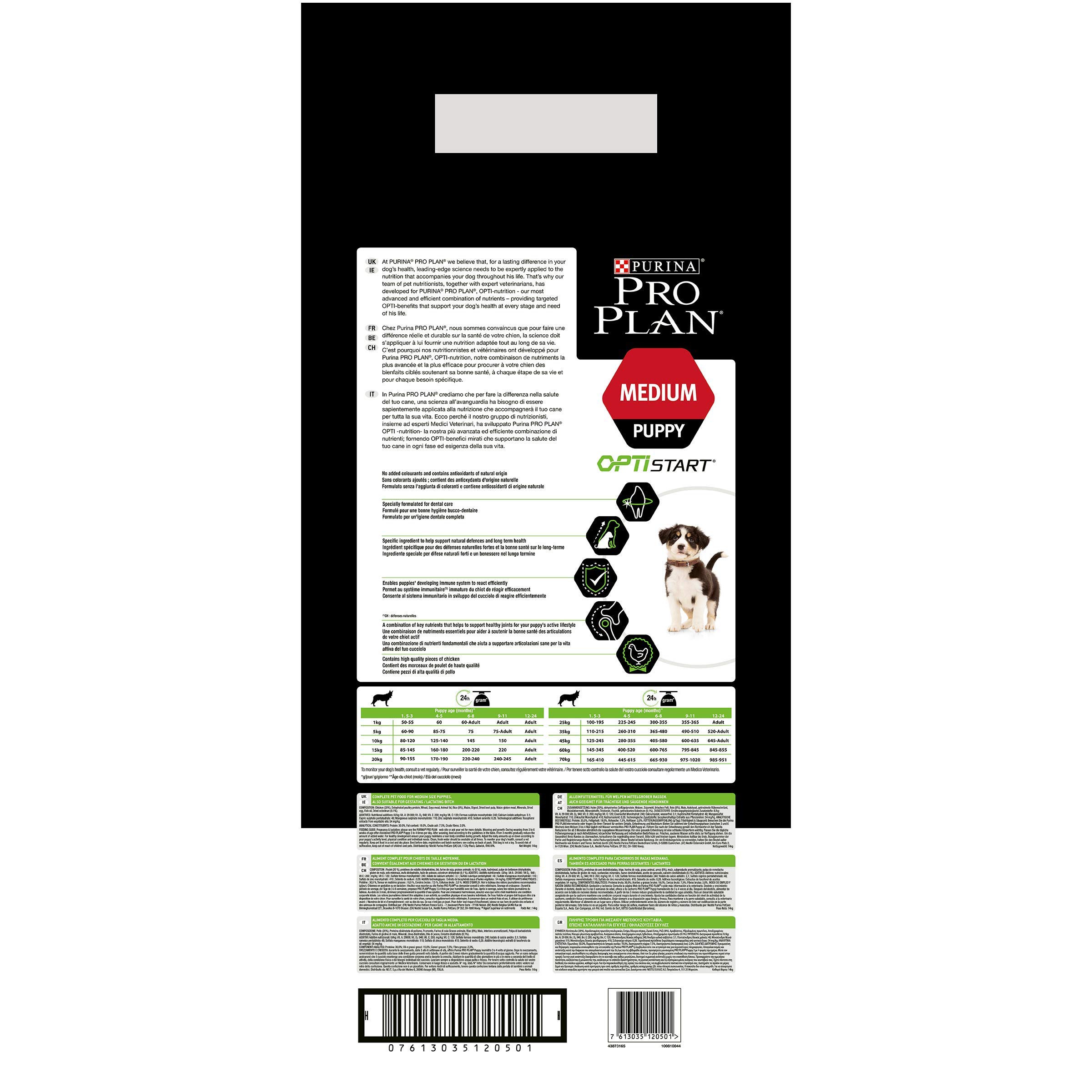 Pro Plan Dog Medium Puppy Hund, Huhn und mit Reis, Trockenfutter Beutel 12 kg + 2 kg gratis, 1er Pack (1 x 14 kg)