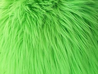 Fashion Fabrics Lime Green Luxury Long Pile Faux Shag Fur Fabric - Sold By The Yard - 60"