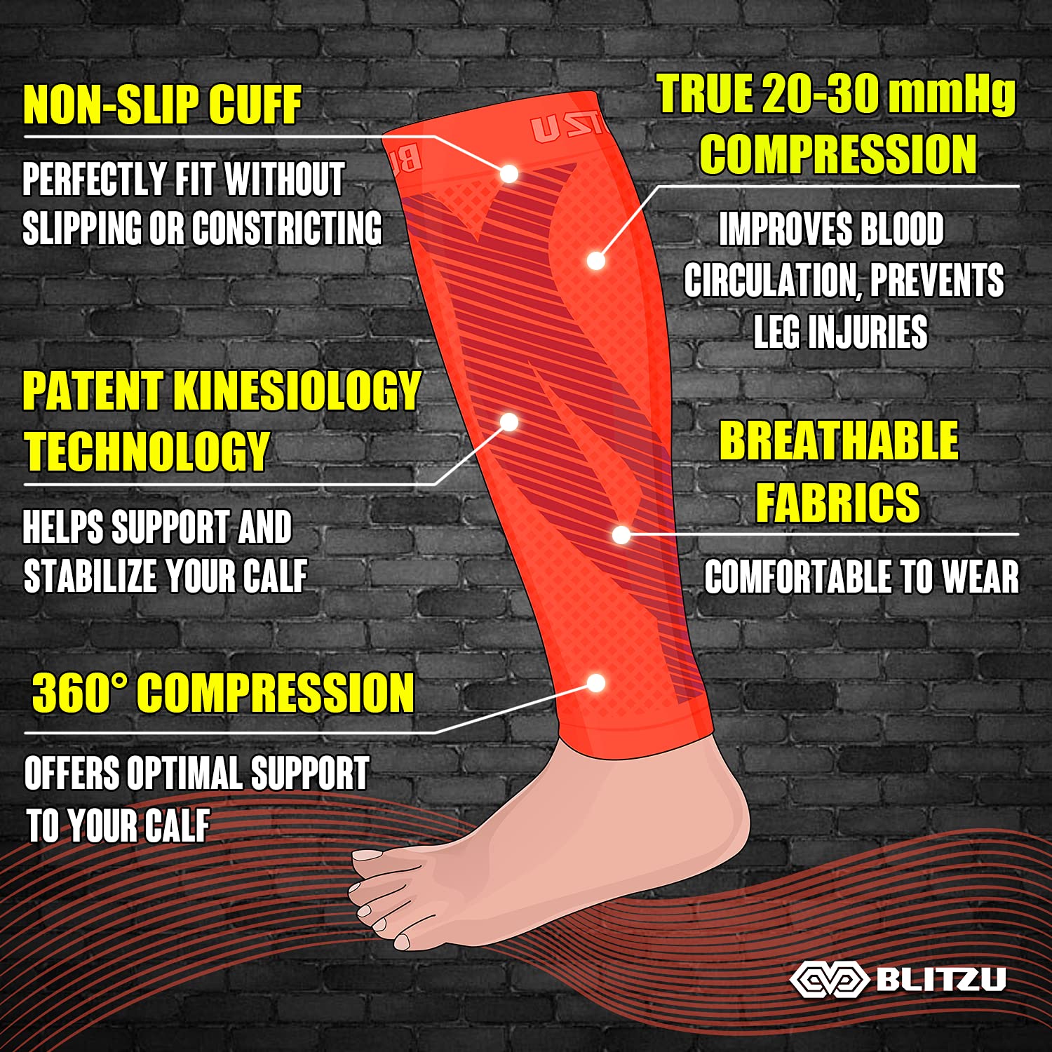 Calf Compression Sleeves for Men Women. Footless Compression Socks