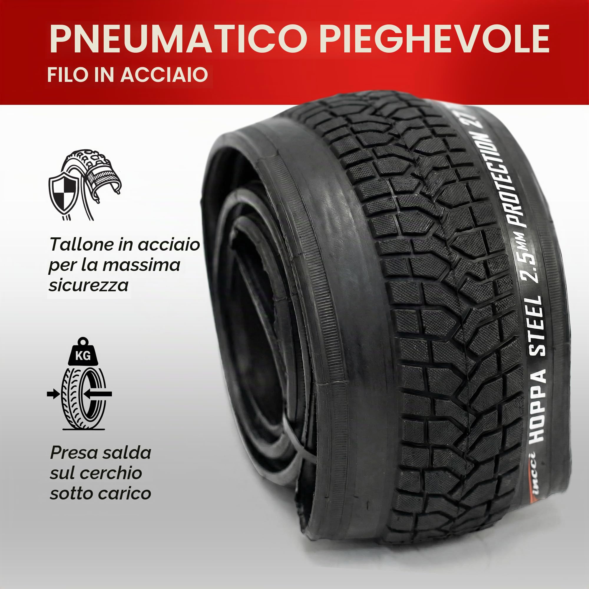 Fincci Copertone BMX 20 x 2.10 54-406 Pieghevole con Protezione Foratura | Pneumatici BMX 20 Pollici con Protezione 2.5mm Blue Shield e 27 TPI per Ruote Bici 20 Pollici e 2 Copertoni + 2 Camere d’Aria