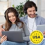 Sonitum Premium Classroom Headphone & Mic Set 3.5mm Jack Stereo Sound Earphones with Microphone & Soft Swivel On Ear Pads- Perfect for E-Learning, Meetings, Calls - Bulk Pack of 5 (Black)