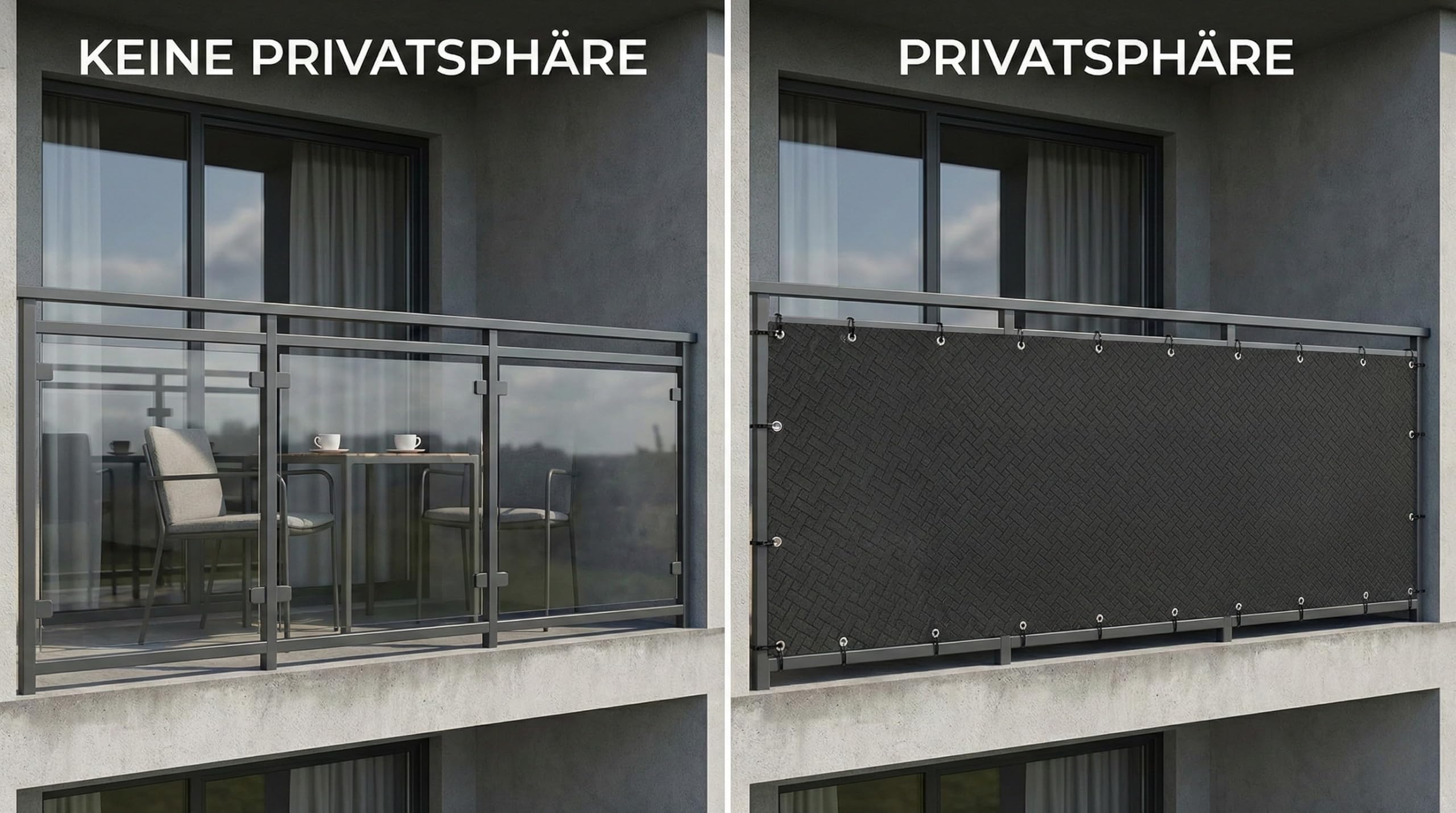 COVER IT Brise-Vue pour Balcon Premium 240 g/m² 50 x 700 cm Écran de confidentialité Tissage gaufré Graphite