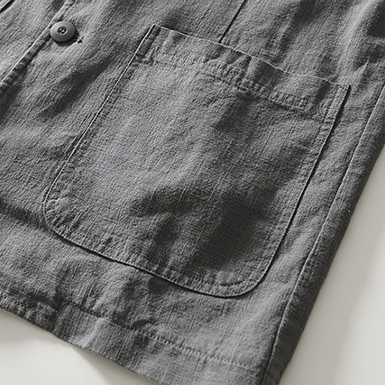 Americana ligera de lino y algodón para hombre, corte holgado, cuello con botones, chaqueta deportiva informal y moderna