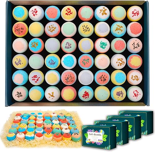 Bombas de baño únicas XXL de 48p para mujeres y niños (3 oz), bombas de baño 100% hechas a mano para niñas, regalos para mujeres, spa, relajación,