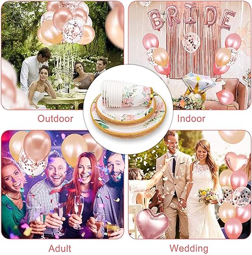 Miniatura 8 de HAPRAY - Conjunto floral de platos desechables y servilletas para 24 invitados, incluye platos, vasos, cuchillos, cucharas y tenedores para baby