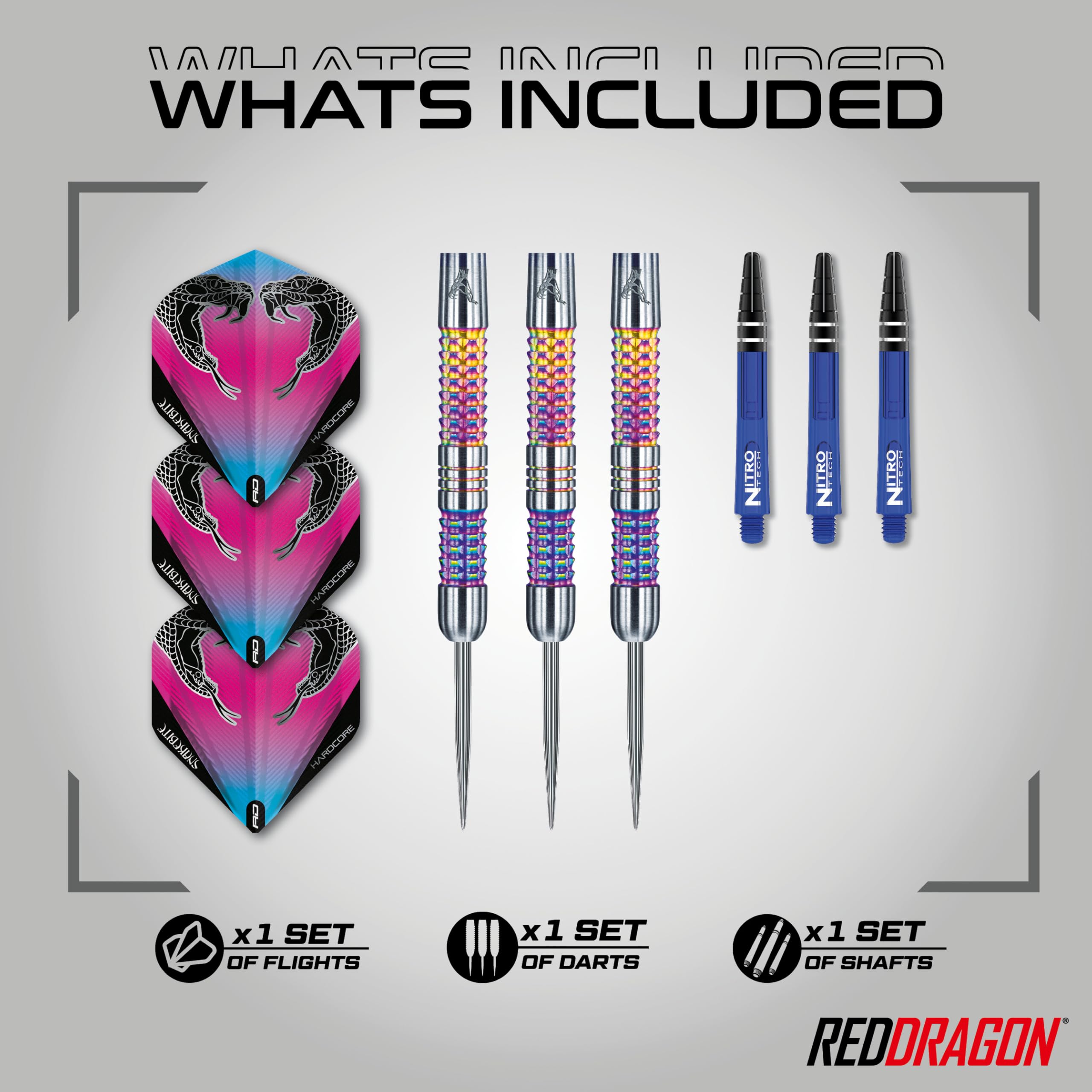 RED DRAGON Peter Wright Snakebite Rainbow Mamba 24g Tungsten Dart