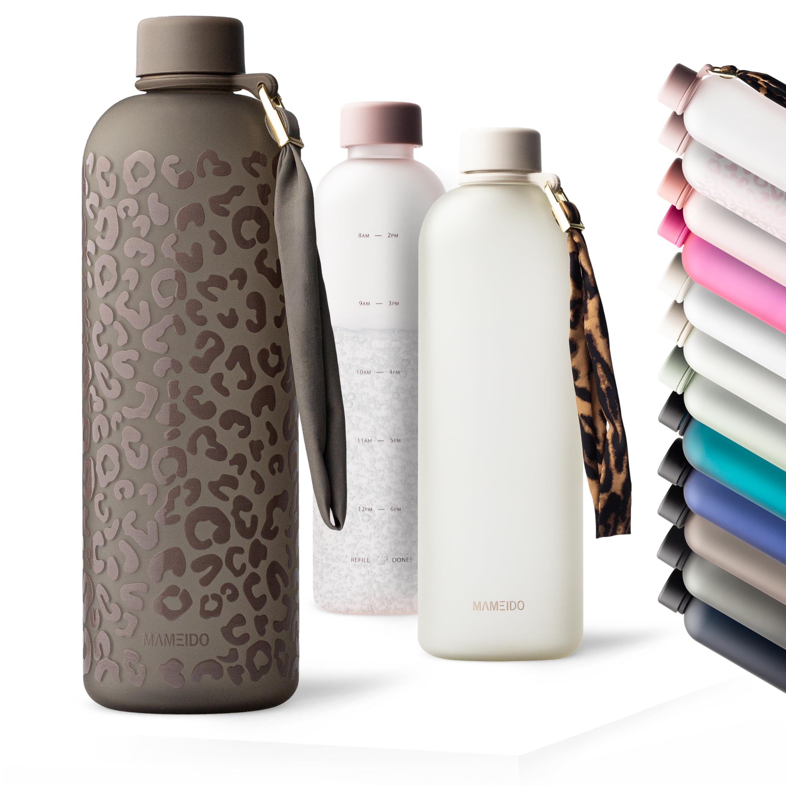 MAMEIDO Water Bottle with Time Markings 1.5 L (Wild Allure)