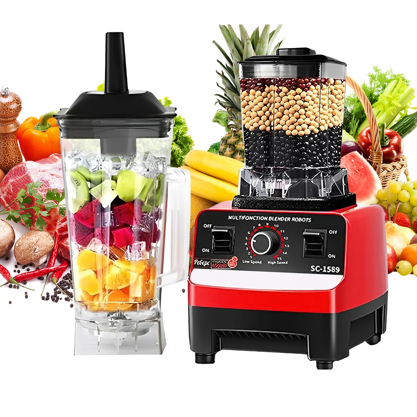 2-in-1 2000W Electric Multifunctional Blender with 2L Container