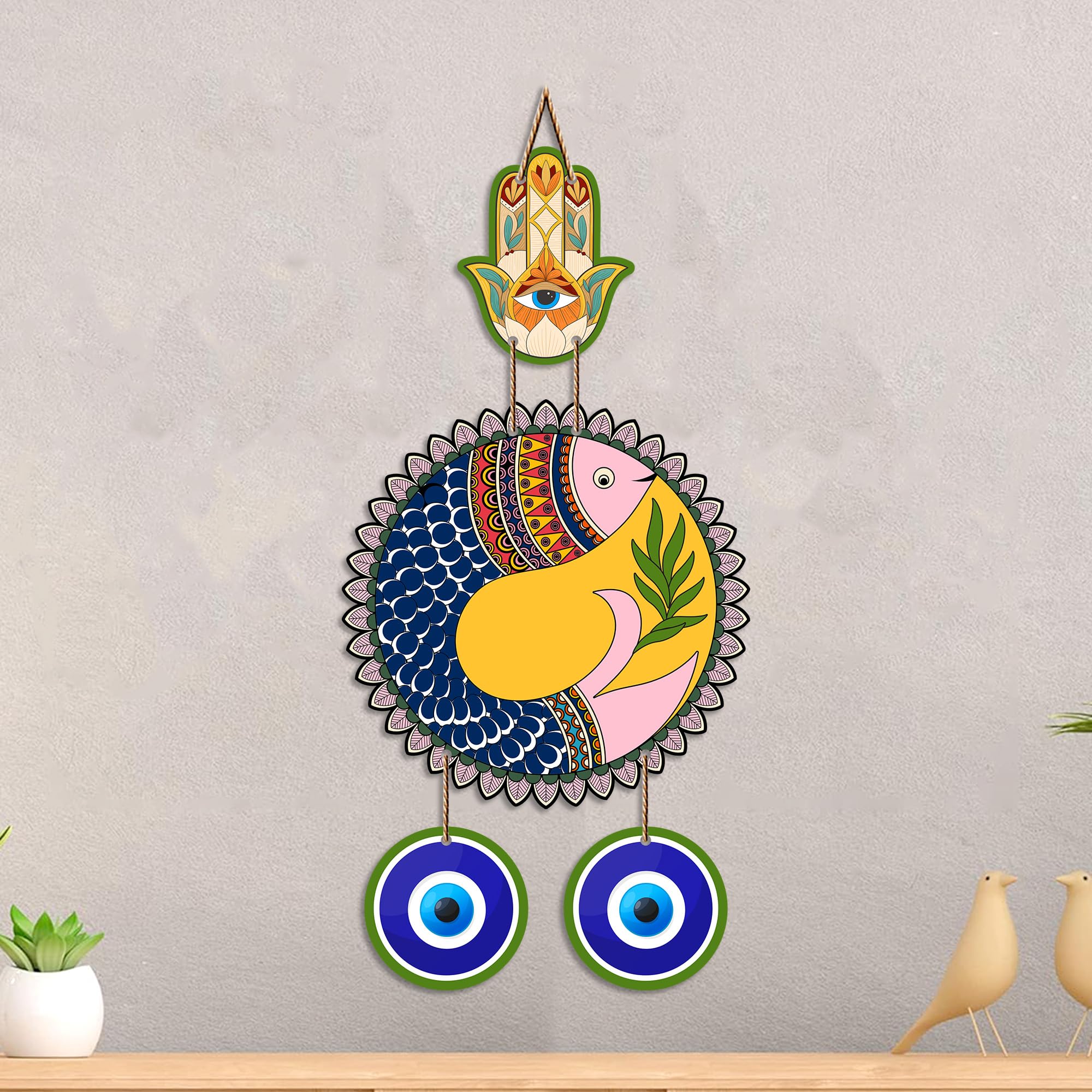 Golden Seven Horses Evil Eye Wall Hanging - Protection & Decor -10