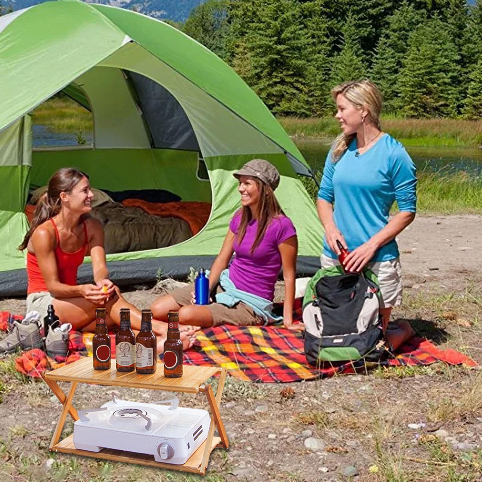 Étagère Pliante Rangement Camping Organisateur De Rangement Facile À | 2 Niveaux Support De Rangement Pliant Extérieur Salle De Bain, Accessoires De Camping Pour Livres, Divers, Cuisine