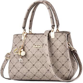 Handbags Women's Exquisite Pendant Shoulder Bag Elegant Maple Leaf Handbag Women Shopper Bag PU Leather Shoulder Bag Grey Handle