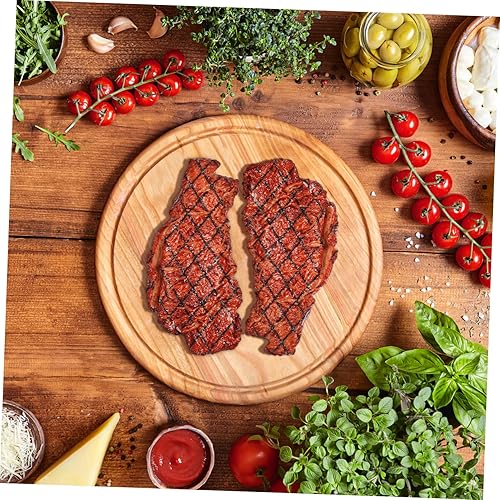 Miniatura 9 de DOITOOL 2 piezas de comida de juego, filete falso artificial, filete de simulación de alimentos, modelo realista de carne asada cocida, filete de