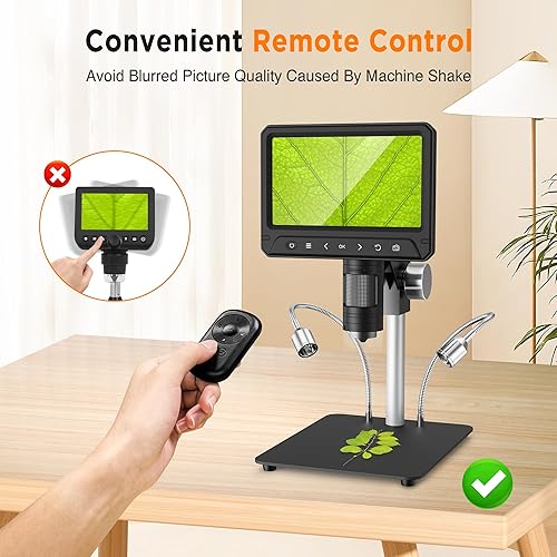 Miniatura 5 de Microscopio digital con pantalla de 7 pulgadas, microscopio de monedas 1080P 1200X con sensor de cámara de 12MP, microscopio de soldadura para