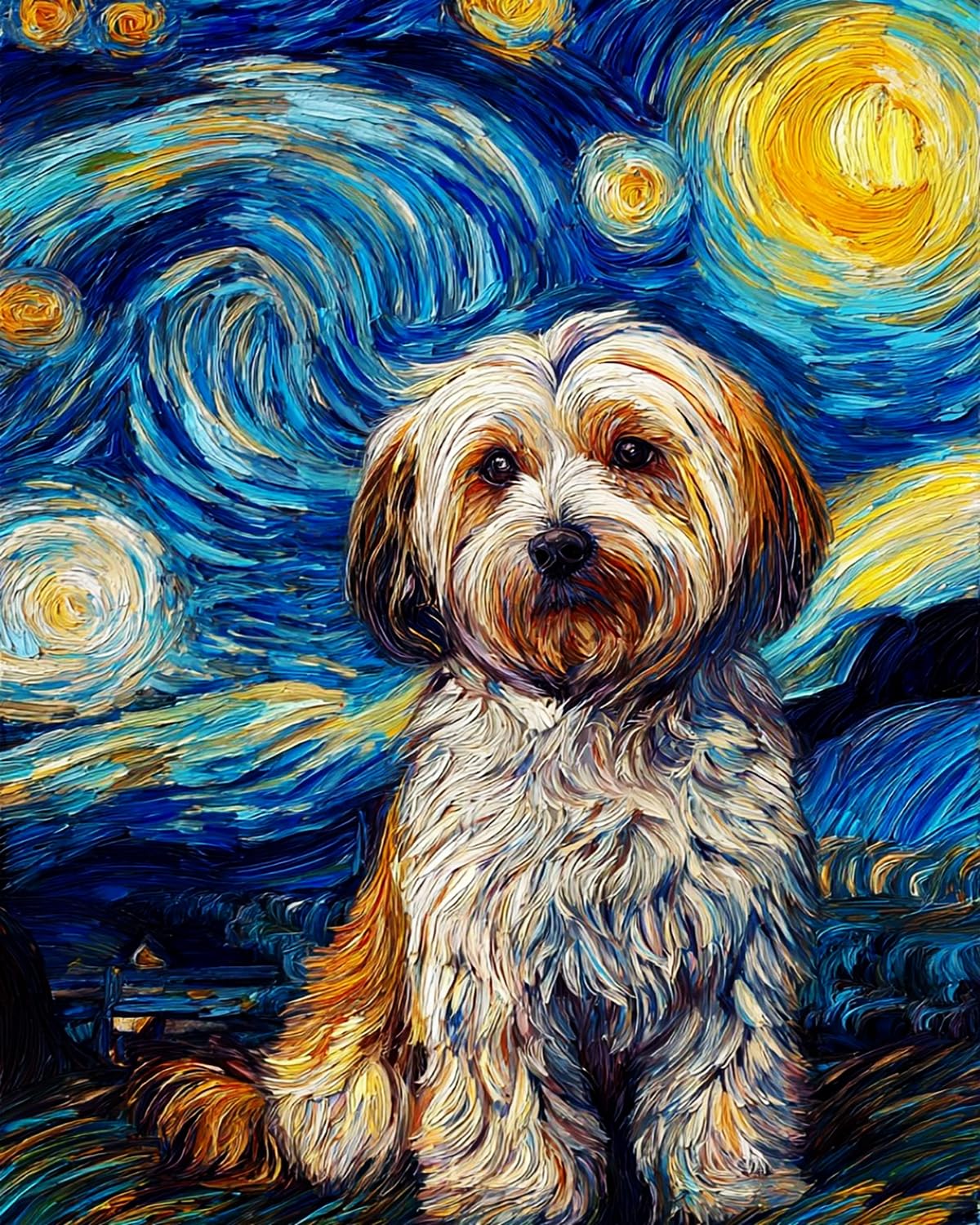 Liubaishi Multicolour Paint By Numbers For Adults, Starry Night Dog Theme, 40X50 Cm Acrylic Canvas Kit