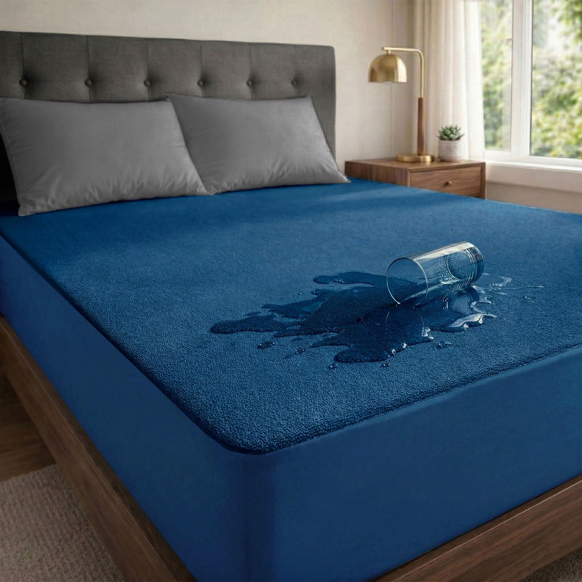 Premium 100% Waterproof Mattress Protector King Size, 72x72 Inches | Breathable and Hypoallergenic Ultra Soft Fitted Bed Protector Cover 72"x72" - King, Royal Blue-image-18
