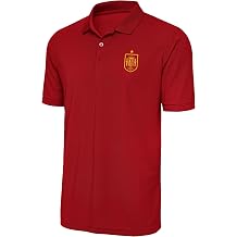Spain National Team Derive Polo - Mens Performance Soccer Fan Shirt - Moisture-Wicking 100% Polyester Pique