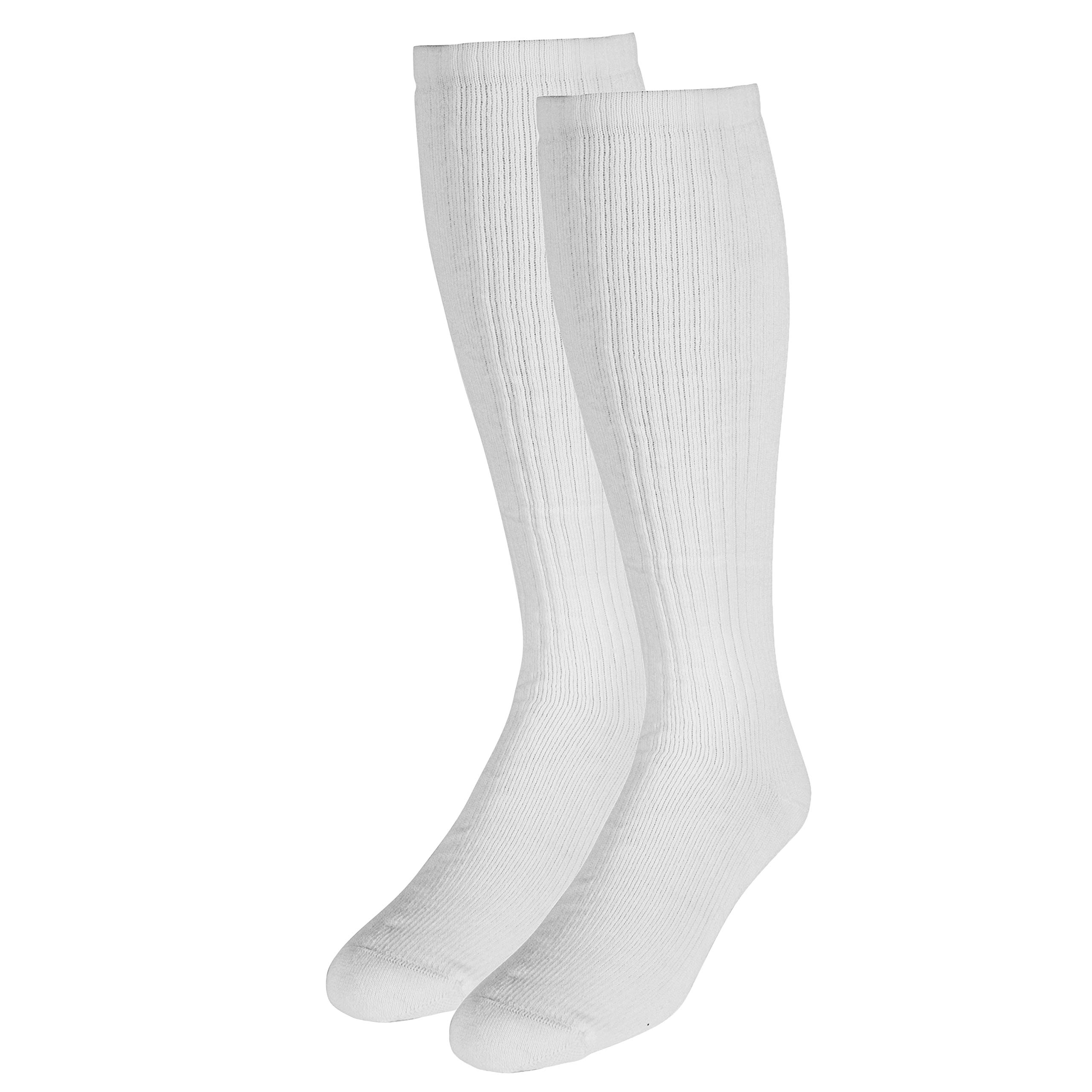 Truform Diabetic Compression Socks for Men and Women, 8-15 mmHg Knee High Over Calf Length, White, Medium