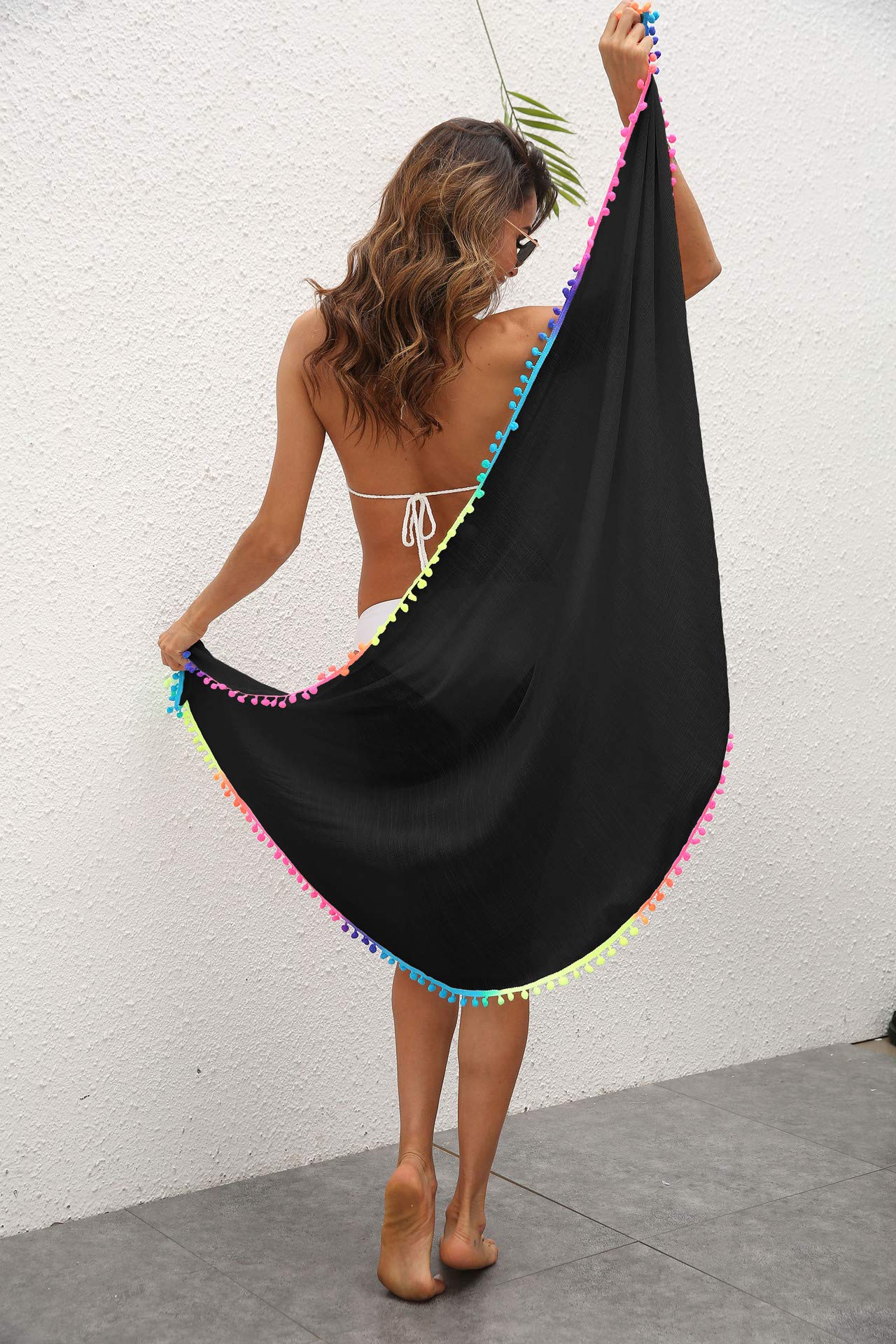 Damen Strand Sarong Cover Up Strand Röcke Sommer Urlaub Wickelkleid Badeanzug Cover Ups mit Quaste