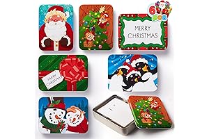 JOYIN 6-Count Christmas Tin Card Holders for Holiday Decor