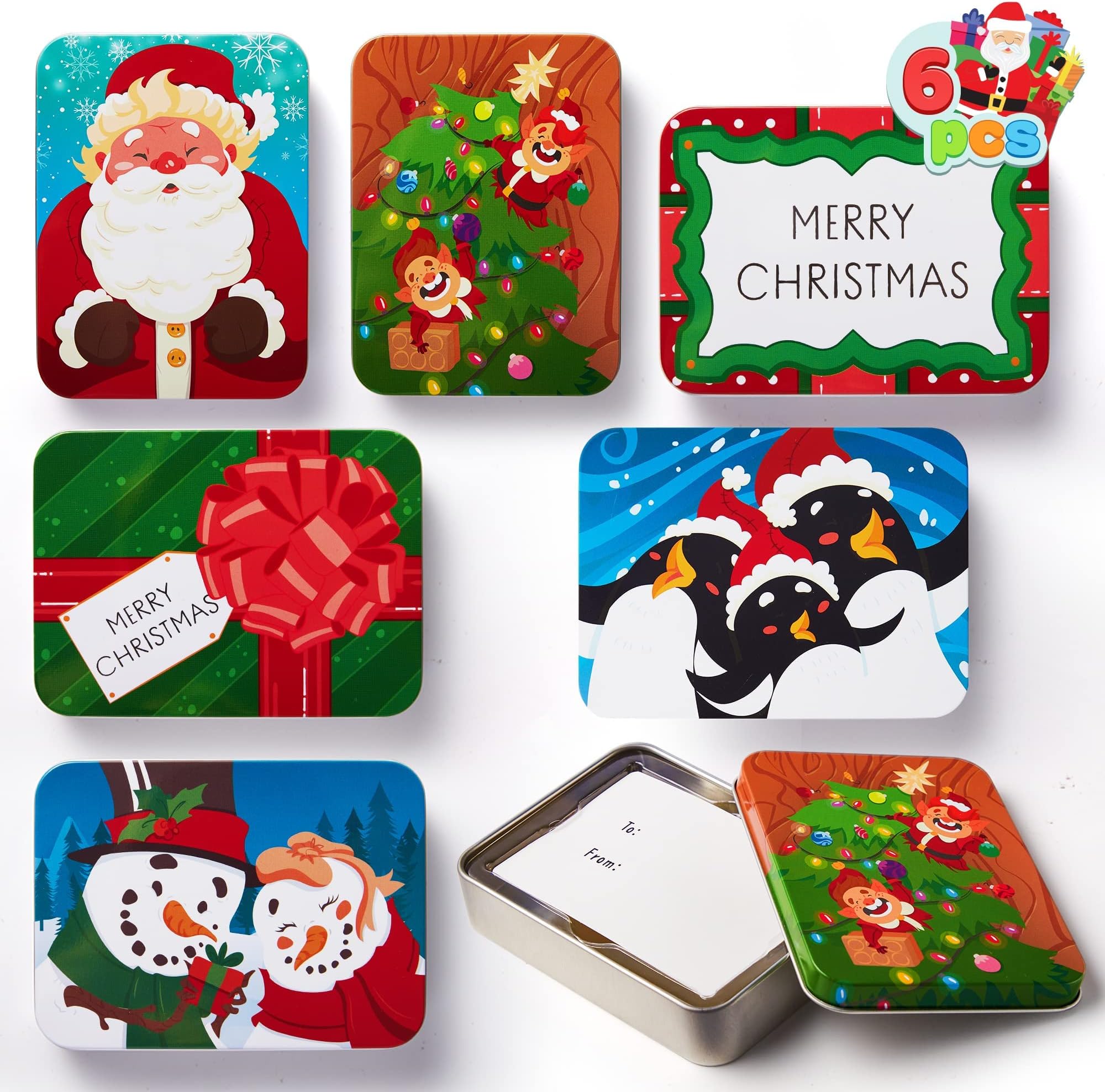 Regent Products Corp 3Pack Christmas Gift Card Holders Metal Tins Boxes Card Holder