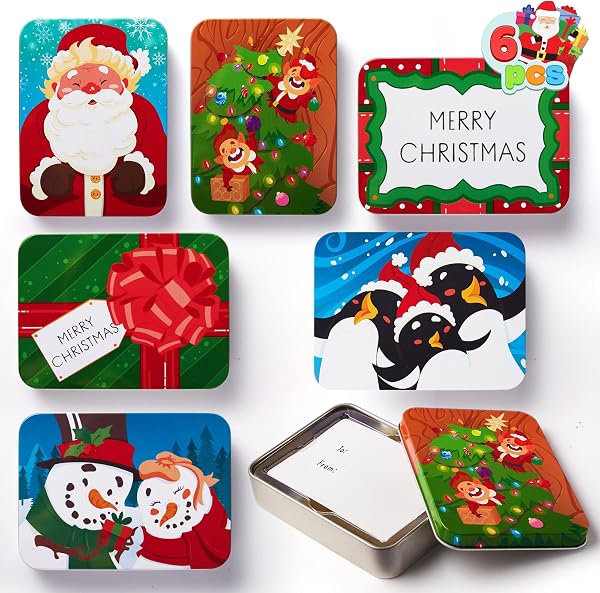 JOYIN 6PCS Christmas Card Boxes with festive patterns