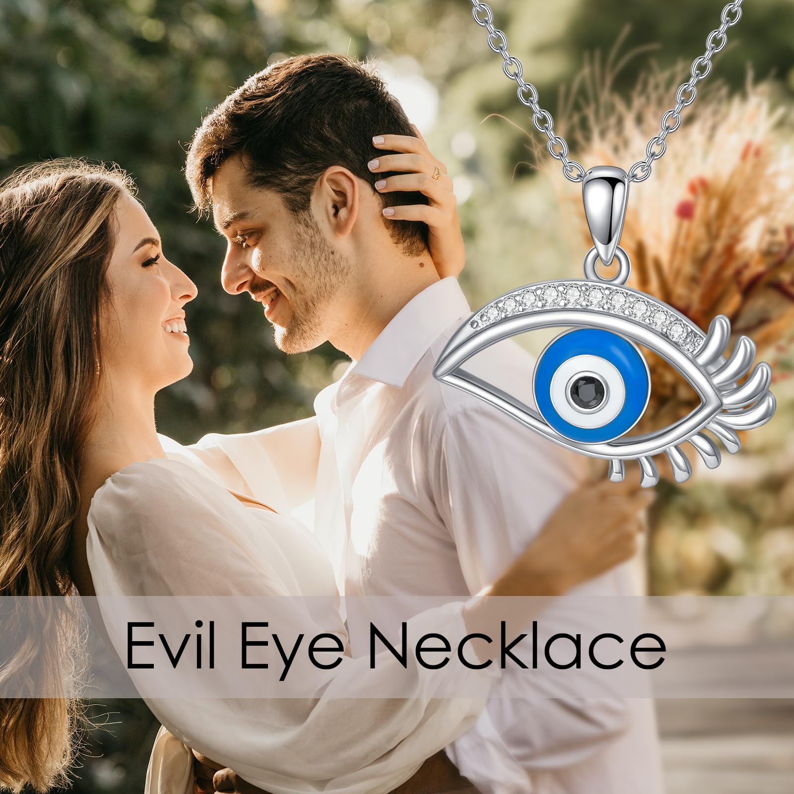 Collar de mal de ojo de plata de ley 925 con dije de amuleto de ojos azules para mujer, regalo de cumpleaños para ella, plata de ley, circonita cúbica, Plata esterlina, Circonia cúbica