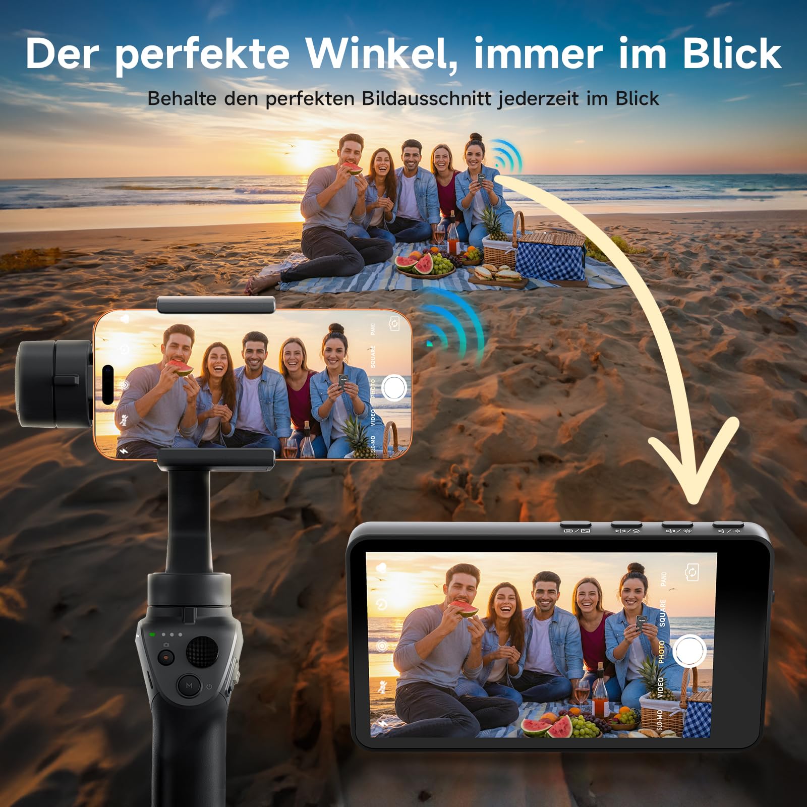 Rollei Easy Creator Selfie Monitor 3,97" Smartphone Rückkamera Magnetisch Vlog Bildschirm für iPhone und Android für TikTok Live Streaming Smartphone-Vlog-Selfie-Monitor-Bildschirm