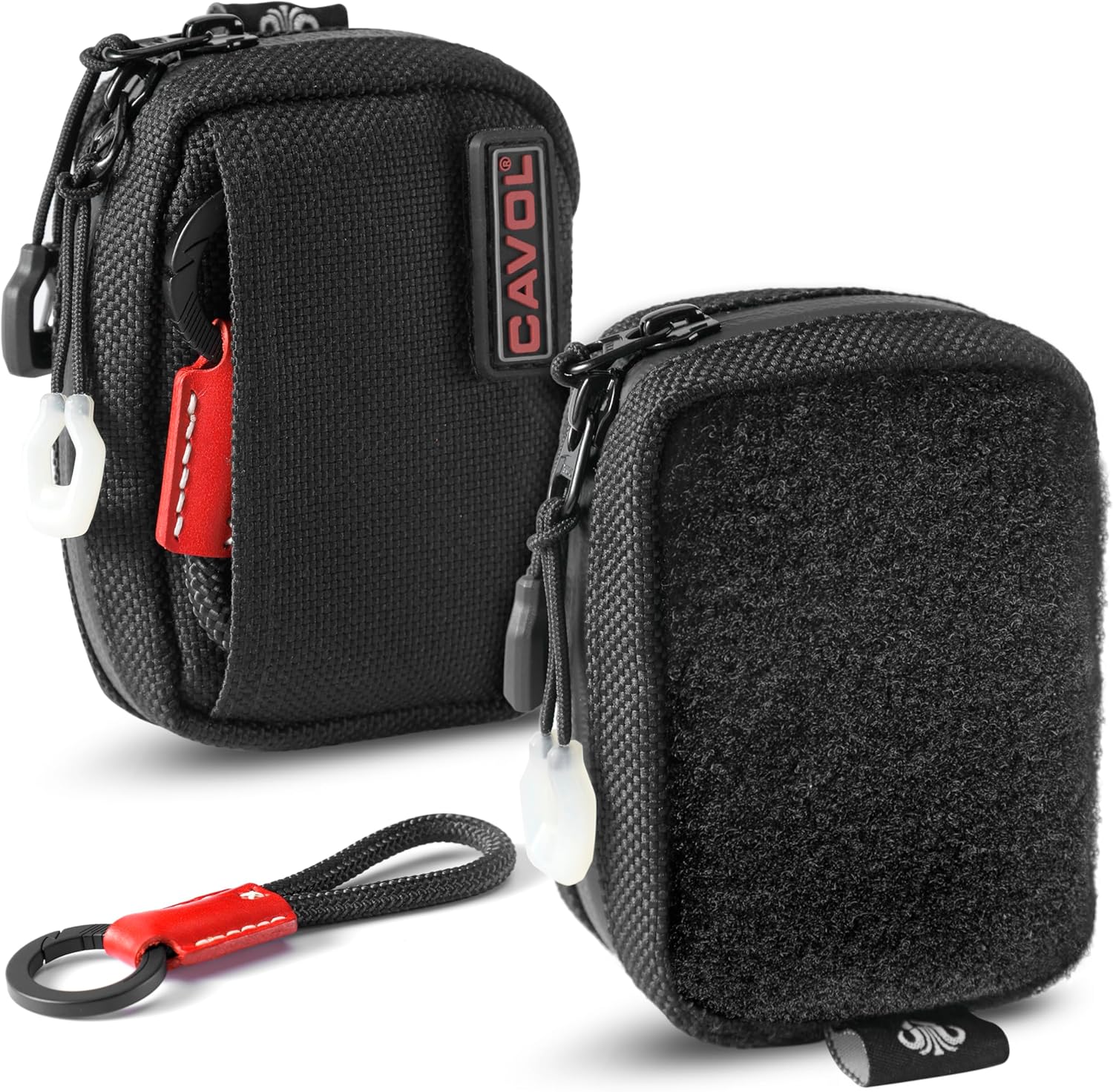 EDC Pouch,Nylon Pocket Organizer for 4.21" Folding Knife Sheath,Small Organizer Pouch Multitool Bags,GITD Drawstring and Titanium Keychain Accessories (patch not included)(Black)